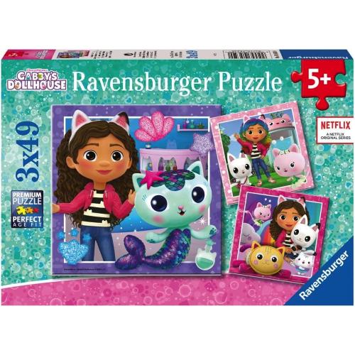 PUZZLE RAVENSBURGER 3X49 GABBY DOLLHOUSE GIOCHIAMO CON GABBY