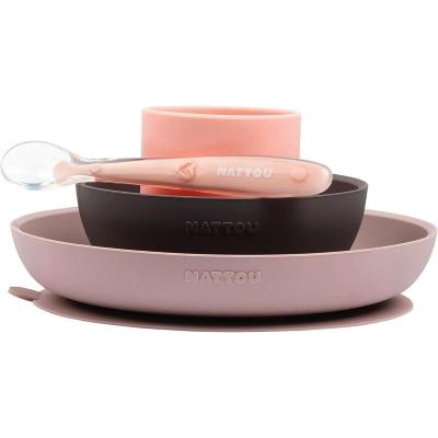 NATTOU SET PER LA PAPPA 4 PZ ROSA (LINEA SILICONE)