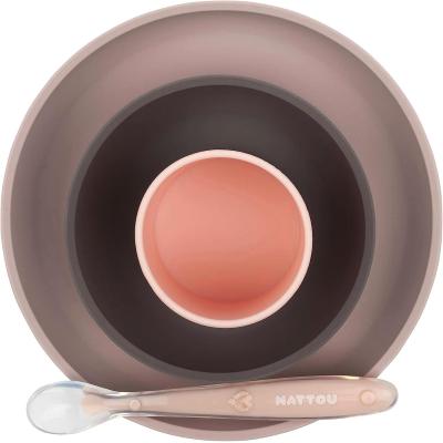 NATTOU SET PER LA PAPPA 4 PZ ROSA (LINEA SILICONE)