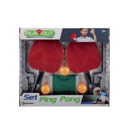 PLAY-OUT - SET PING PONG SCATOLA 2 RACCHETTE RETE E 3 PALLINE