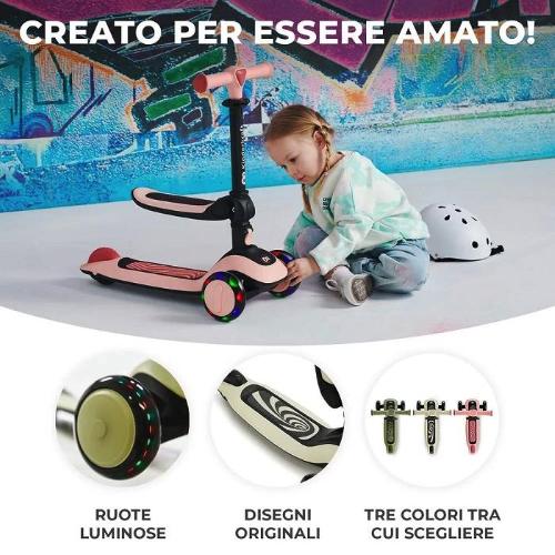 KINDERKRAFT MONOPATTINO CON SEDUTA HALLEY STONE WHITE