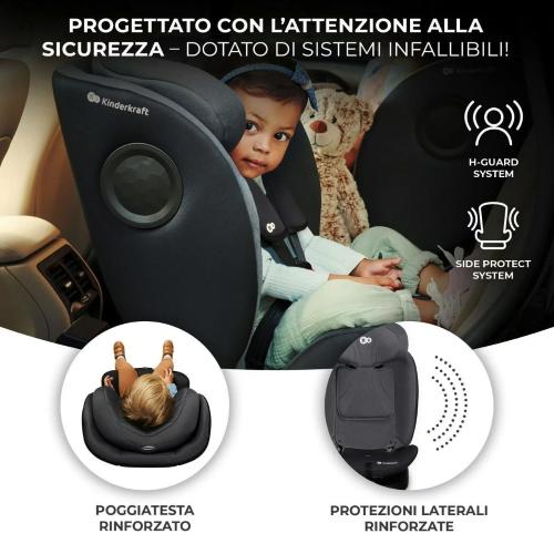 SEGGIOLINO AUTO KINDERKRAFT I-360 I-SIZE 40-150CM BLACK 