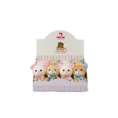 ORSETTO 16 CM DETTAGLI ROSA O AZZURRO 