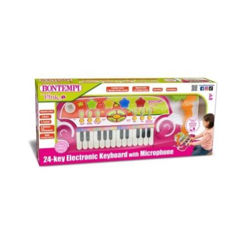 BONTEMPI TASTIERA ELETTRONICA 24 TASTI CON MICRO ROSA