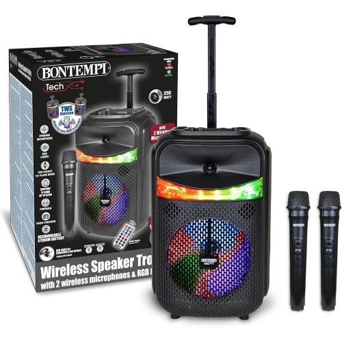 BONTEMPI CASSA TROLLEY WIRELESS SPEAKER 2 MICROFONI