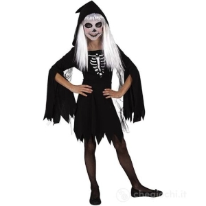 COSTUME RAGAZZA SCHELETRO CAPPUCCIO L