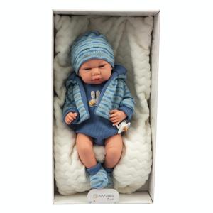 ARIAS - BEBÈ CM.40 CON CUSCINO AZZURRO VINILE 