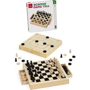 SCACCHI DAMA TRIA IN LEGNO CM 30