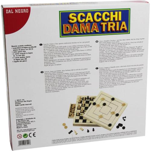 SCACCHI DAMA TRIA IN LEGNO CM 30