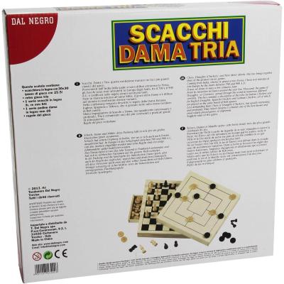 SCACCHI DAMA TRIA IN LEGNO CM 30