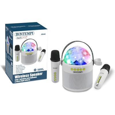 CASSA WIRELESS SPEAKER 2 MICROFONI SFERA E LED