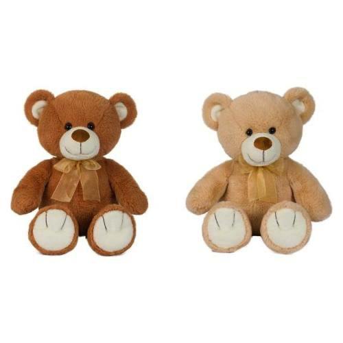 ORSO L50CM BEIGE E MARRONE ASSORTITO C/FIOCCO