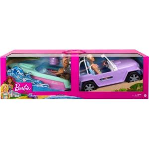 BARBIE BAMBOLE CON AUTO E MOTOSCAFO