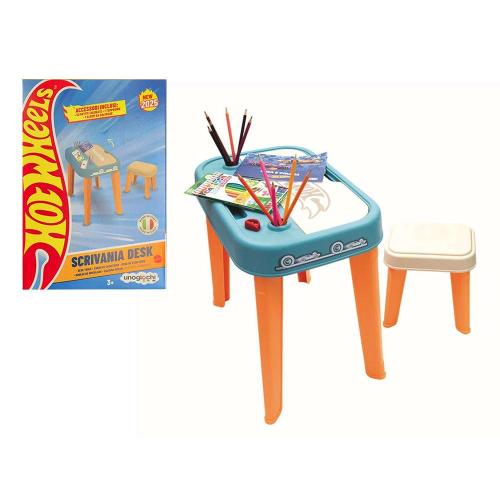 SCRIVANIA CON SGABELLO HOT WHEELS CON 14 ACCESSORI CARIOCA