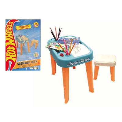 SCRIVANIA CON SGABELLO HOT WHEELS CON 14 ACCESSORI CARIOCA