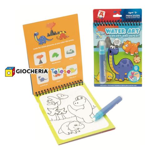 A DI ARTE - MAGIC WATER BOOK DINO LIBRO MAGICO CON PENNERELLO AD ACQUA