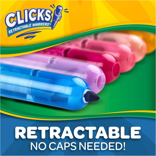 CRAYOLA 10 PENNARELLI LAVABILI CLICKS RETRATTILI - COLORI CLASSICI