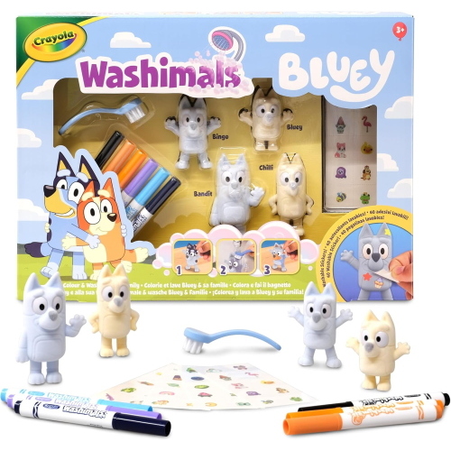 CRAYOLA WASHIMALS PETS - SET ATTIVITÀ 4 CUCCIOLI CON ADESIVI BLUEY