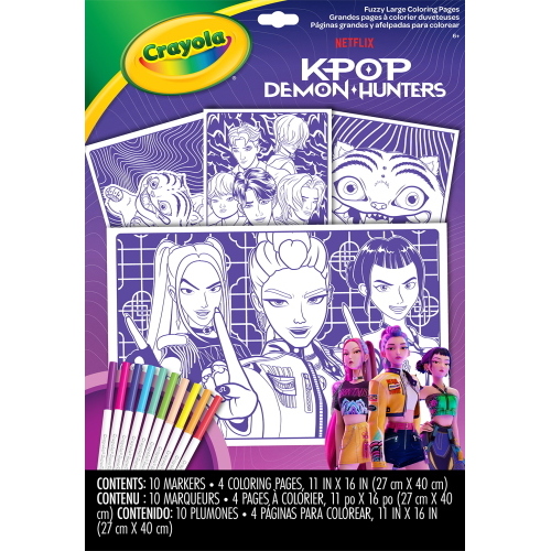 CRAYOLA FUZZY LARGE COLORING PAGES WITH MARKERS K-POP DEMON HUNTERS
