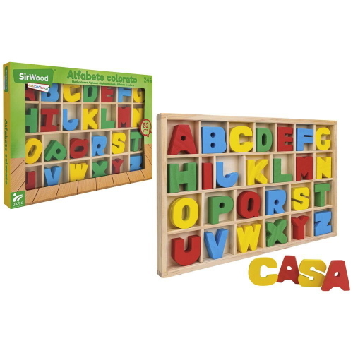 LETTERE ALFABETO IN LEGNO 52 PZ