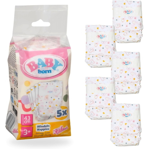 BABY BORN PANNOLINI 43CM, CONFEZIONE DA 5