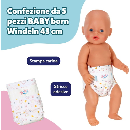 BABY BORN PANNOLINI 43CM, CONFEZIONE DA 5