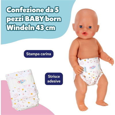 BABY BORN PANNOLINI 43CM, CONFEZIONE DA 5