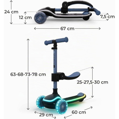KINDERKRAFT MONOPATTINO RAKET UP BLUE 3 RUOTE