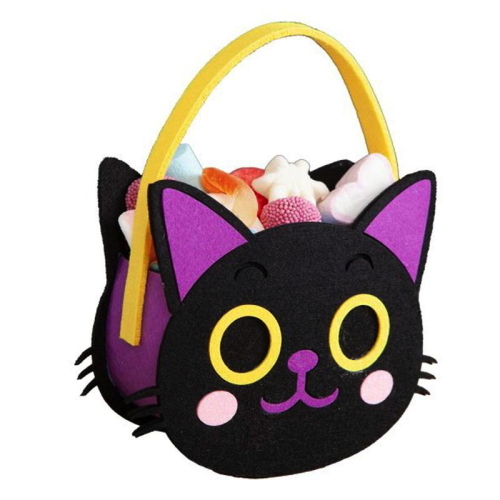 BORSETTA GATTO NERO PORTA CARMELLE FELTRO 16X19 CM