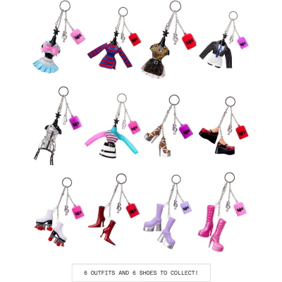BRATZ PORTACHIAVI CON OUTFIT, SCARPE, CIONDOLO E PORTAROSSETTO