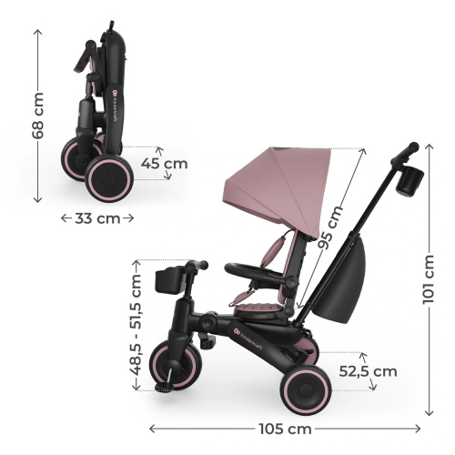KINDERKRAFT TRICICLO PIEGHEVOLE JAZZ 3 PINK