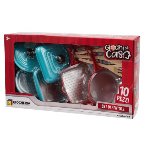 GIOCHI DI CASA - SET 10 PENTOLE IN METALLO COL.CUCCHIAI LEGNO