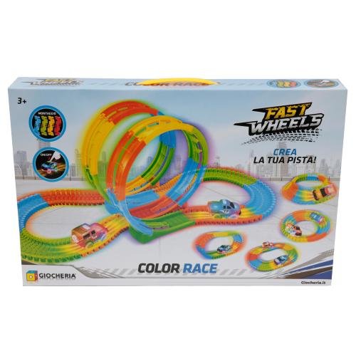FAST WHEELS - COLOR RACE PISTA FLUORESCENTE LUMINOSA 1 AUTO