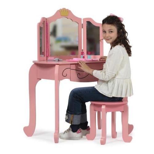 PRINCY BELLA - SPECCHIERA IN LEGNO CON SGABELLO